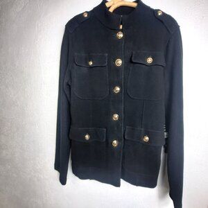NWT LAUREN RALPH LAUREN Military Inspired Vintage Sweater Blazer Gold Button LRG